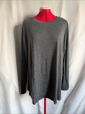 Women's Long Sleeve Crewneck Tee - Charcoal Gray